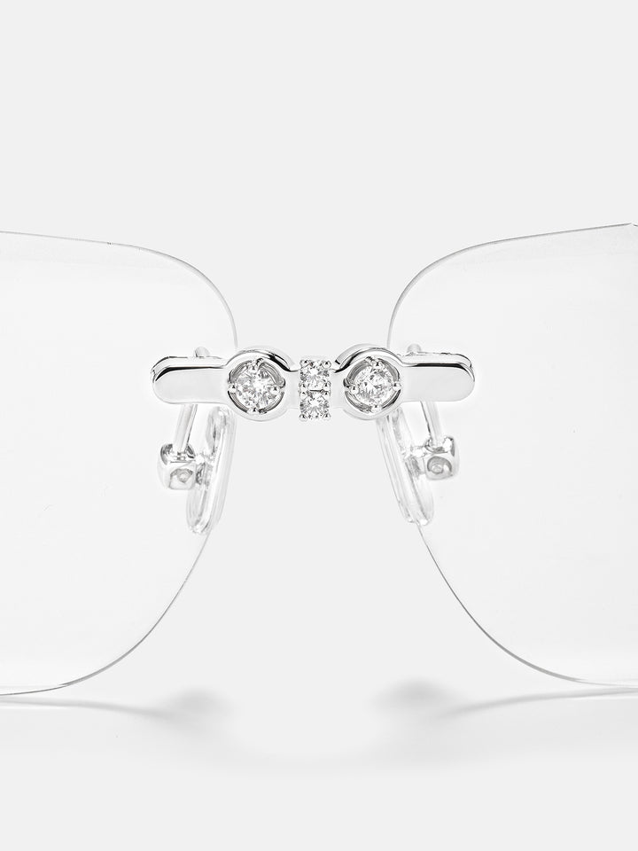 White Moissanite & Black Enamel Bezel Sunglasses