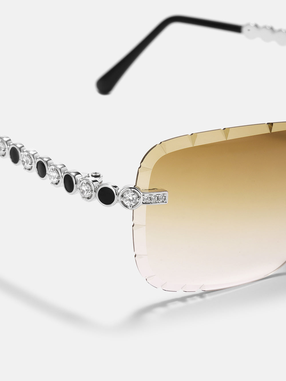 White Moissanite & Black Enamel Bezel Sunglasses