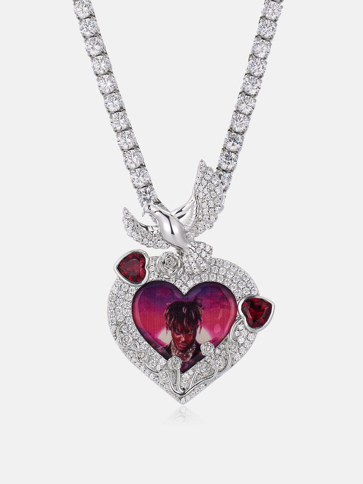 Blooms & Wings Heart Photo Pendant