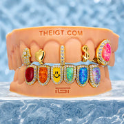 Custom Gap Bar Top And Colored Opal With Smile Face Bottom