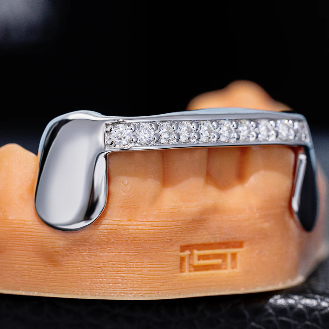 Diamond Bridge Grillz w/ Solid Gold Fangs