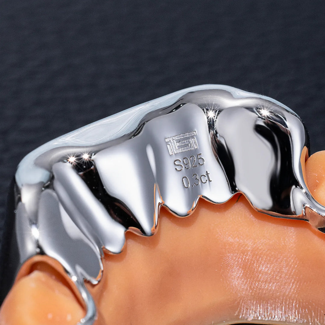 Diamond Bridge Grillz w/ Solid Gold Fangs