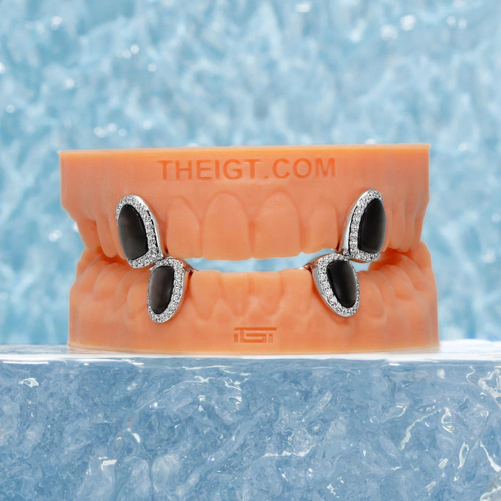 Iced And Black Shell Cap Grillz