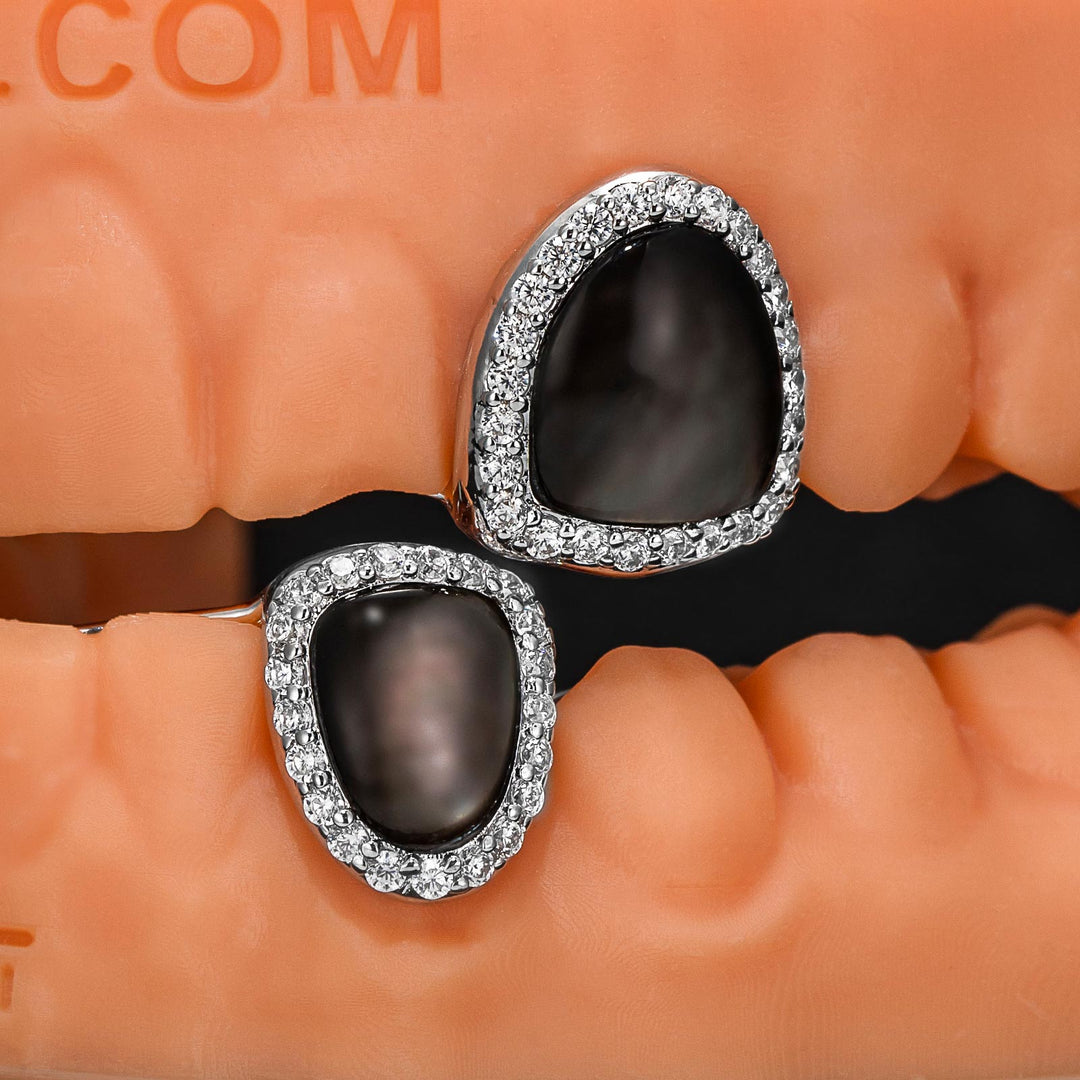 Iced And Black Shell Cap Grillz