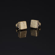Pack White / Yellow Gold  Pave Square Earrings
