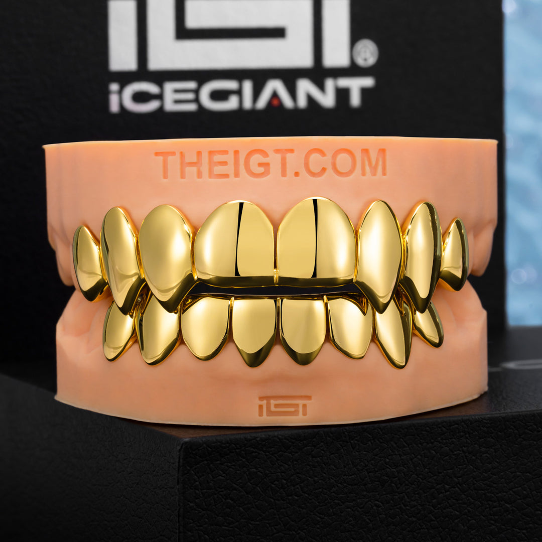 fully vampire polished gold grillz