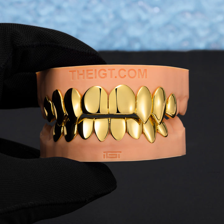 fully vampire polished gold grillz