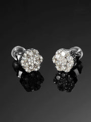 Solid Gold Moissanite Cluster Hexagon Earrings