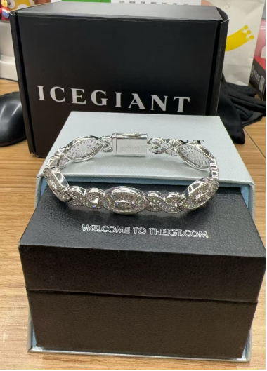 ICEGIANT S925 12MM Baguette Moissanite Evil Eye Infinity Link Bracelet