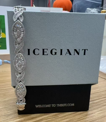 ICEGIANT S925 12MM Baguette Moissanite Evil Eye Infinity Link Bracelet