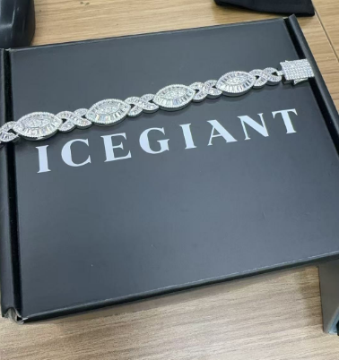ICEGIANT S925 12MM Baguette Moissanite Evil Eye Infinity Link Bracelet