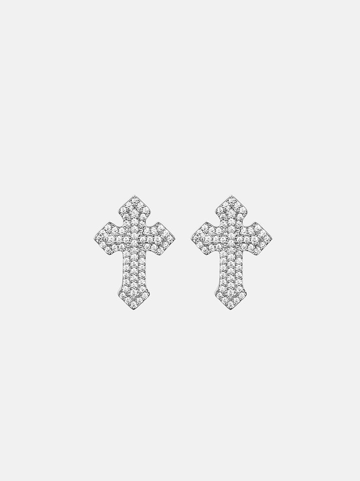 15mm Clustered Cross Moissanite Stud Earrings