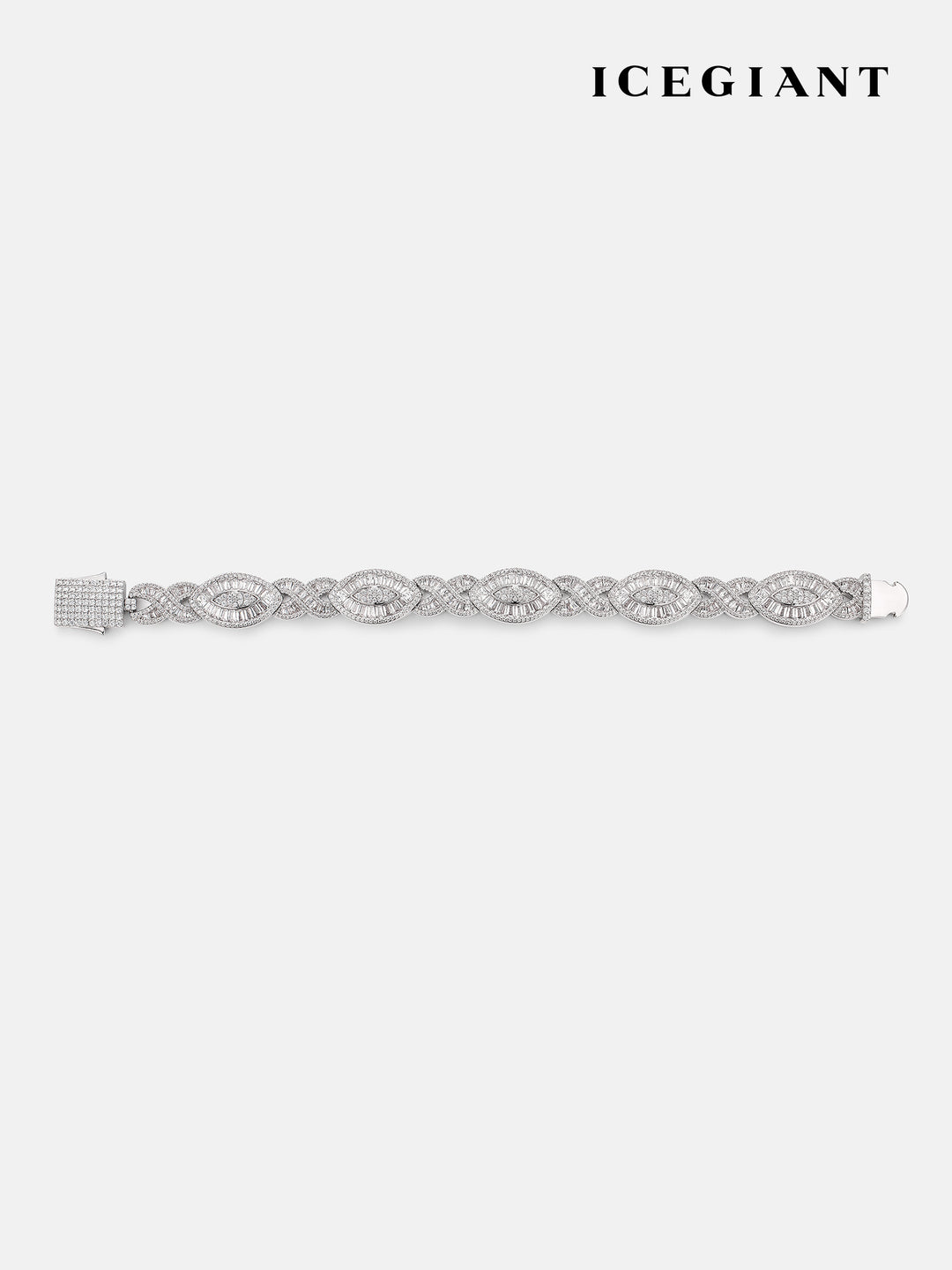 ICEGIANT S925 12MM Baguette Moissanite Evil Eye Infinity Link Bracelet
