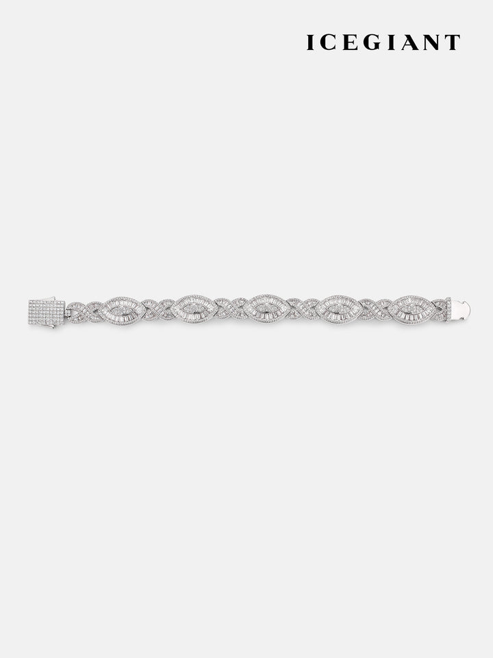 ICEGIANT S925 12MM Baguette Moissanite Evil Eye Infinity Link Bracelet
