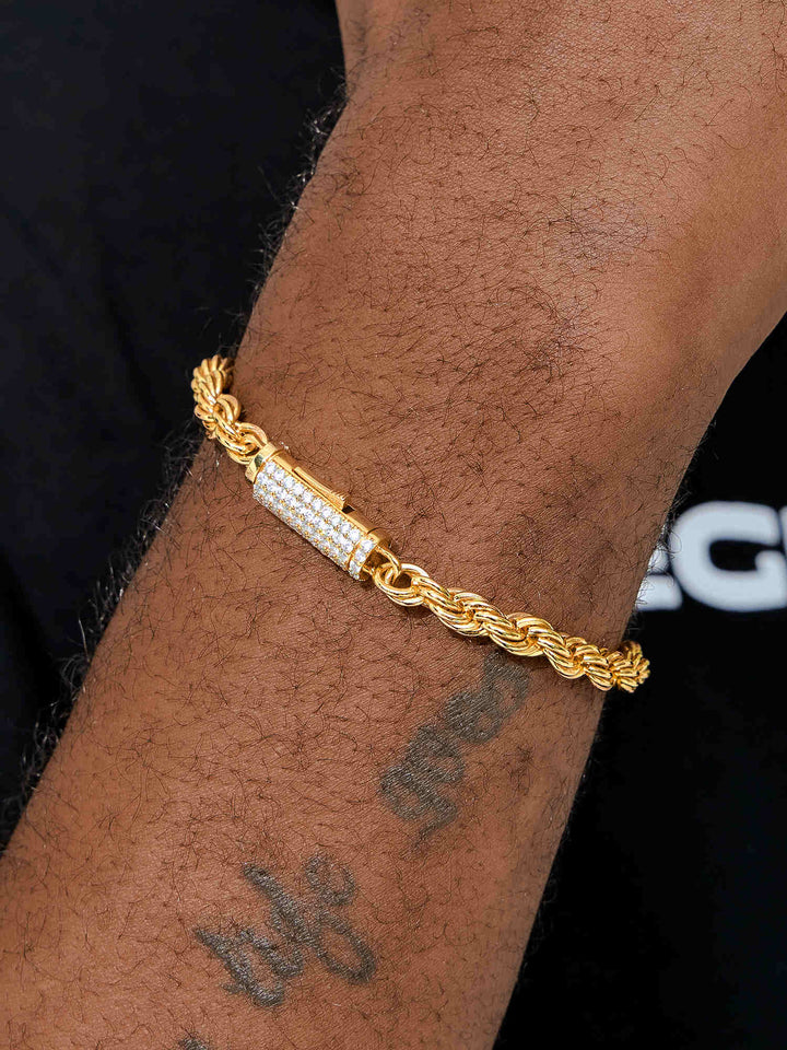 Italian 5mm Rope Bracelet Or Chain with Moissanite Clasp