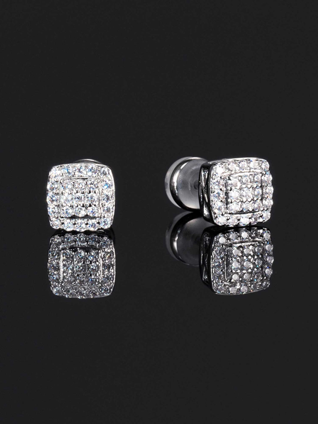 925 Sterling Silver 2 Layer Cushion Earrings