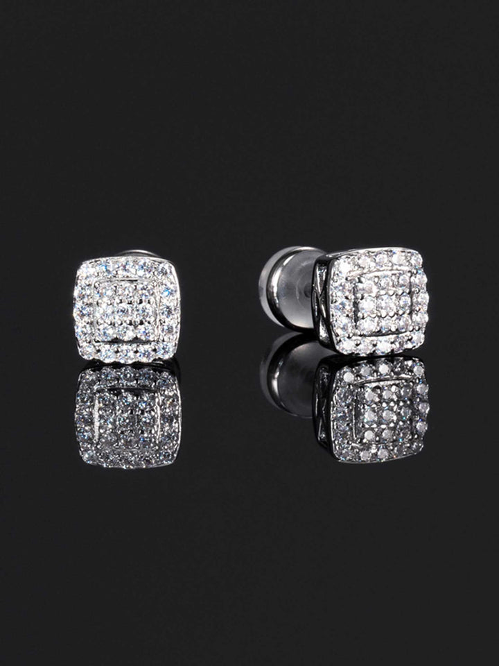 925 Sterling Silver 2 Layer Cushion Earrings