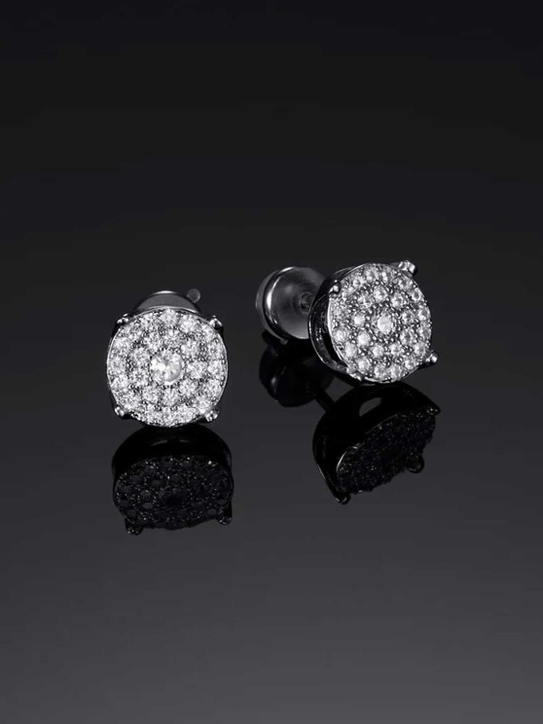 925 Sterling Silver Cluster Round Earrings