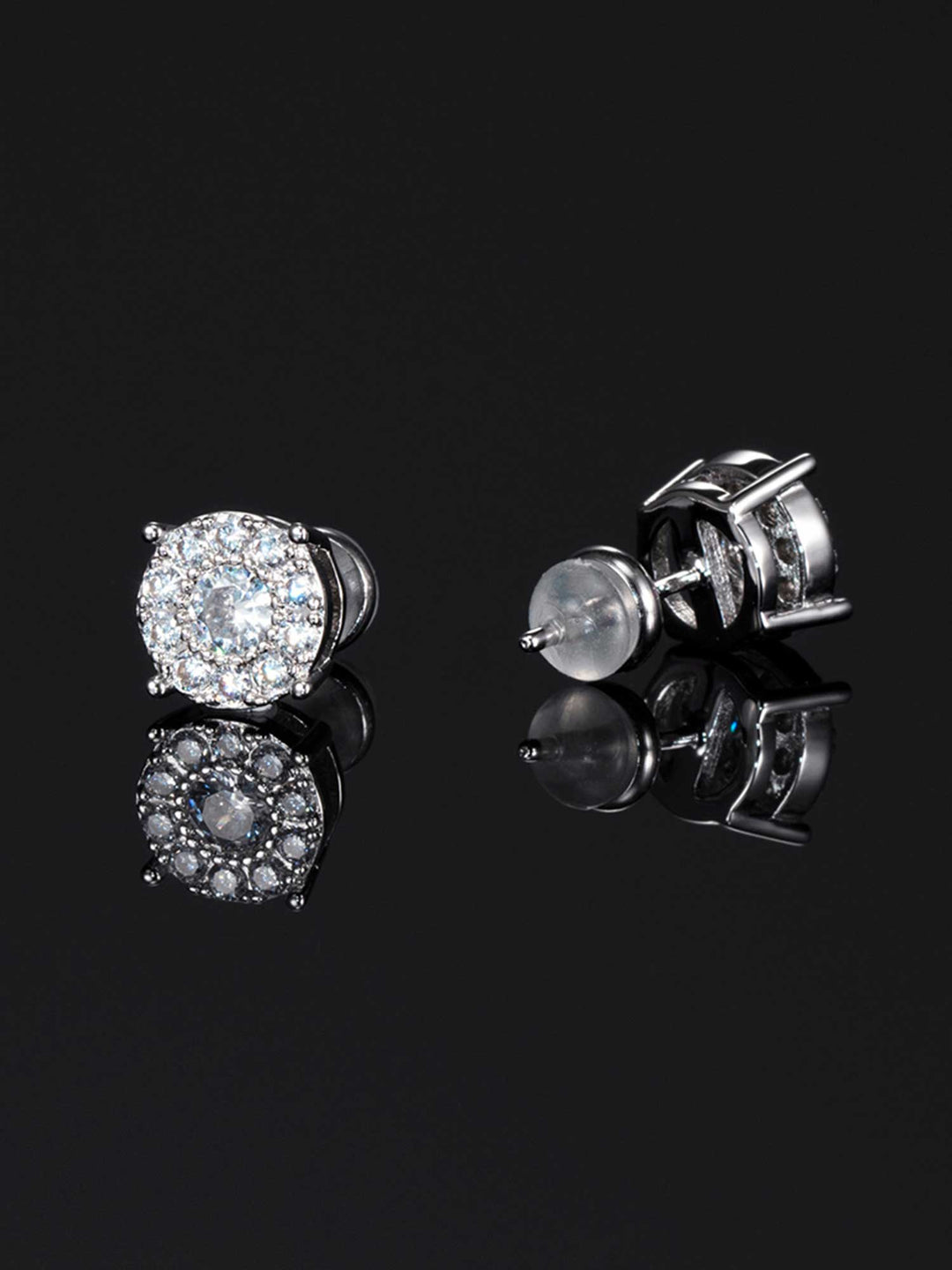 925 Sterling Silver Cluster Solitaire Earrings