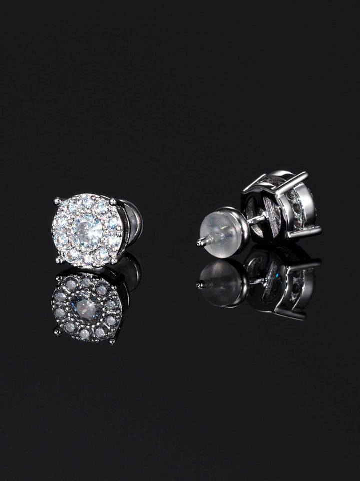 925 Sterling Silver Cluster Solitaire Earrings