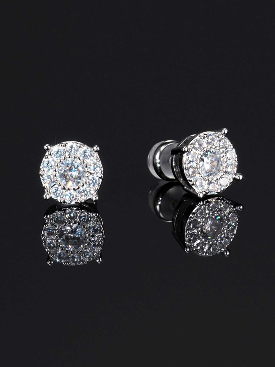 925 Sterling Silver Cluster Solitaire Earrings