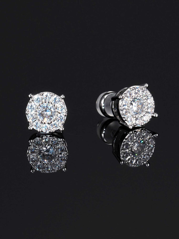 925 Sterling Silver Cluster Solitaire Earrings