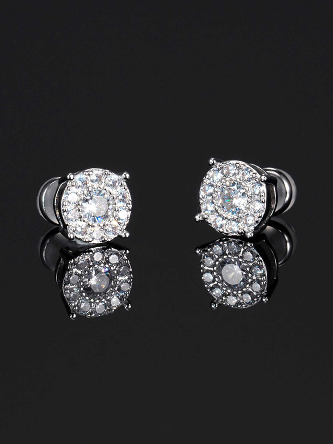 925 Sterling Silver Cluster Solitaire Earrings