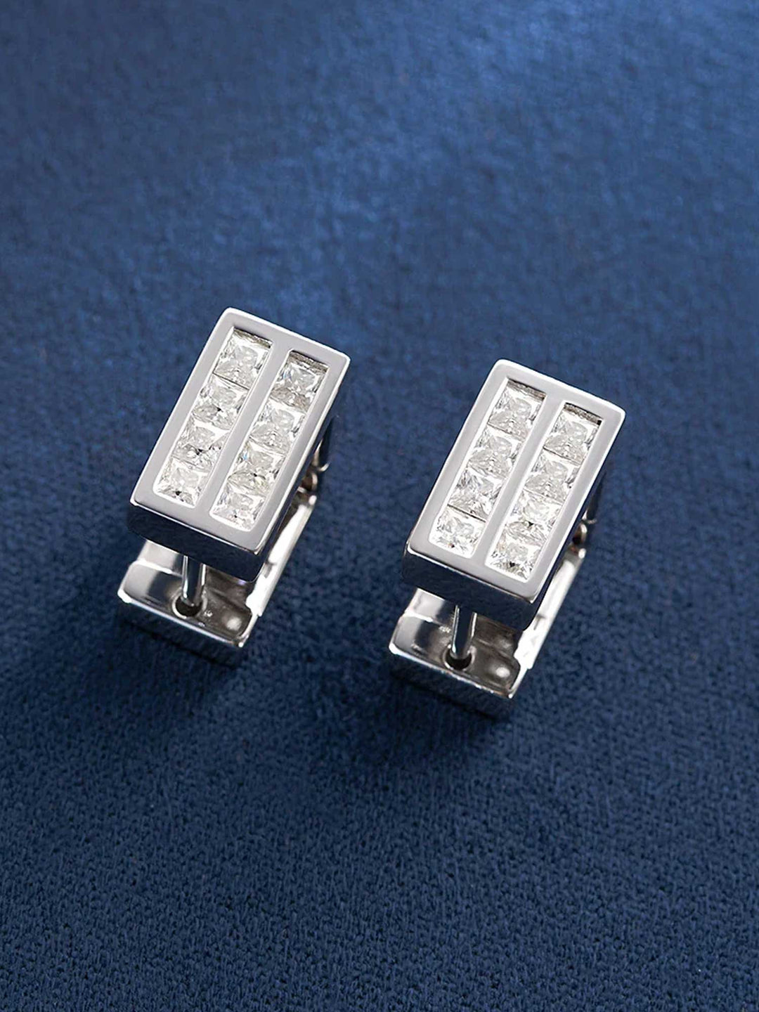 S925 Rectangular Princess Cut Earrings