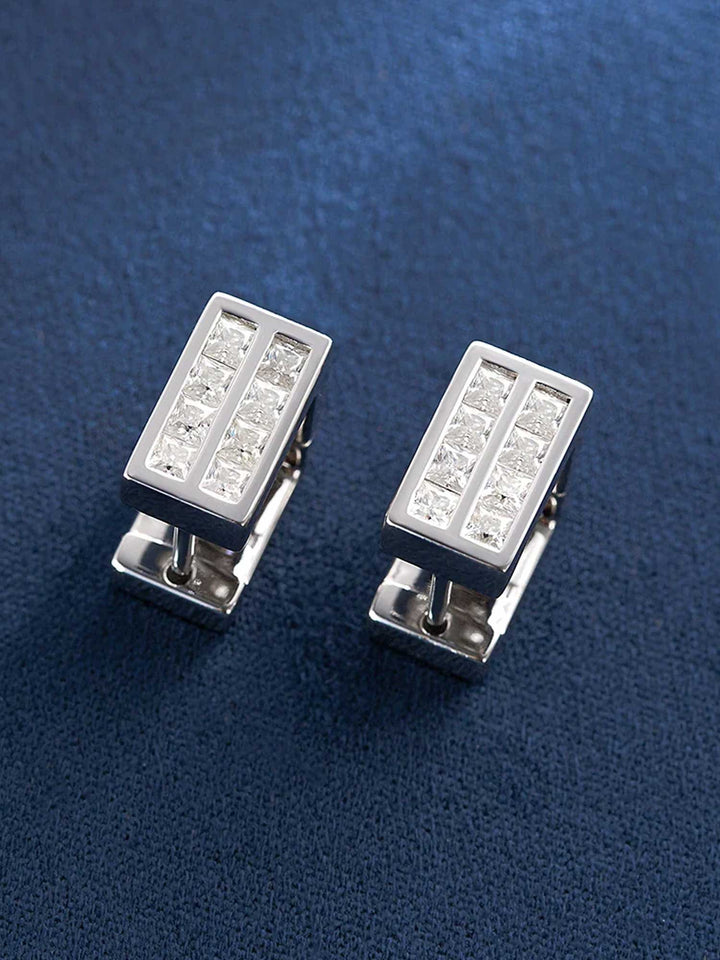 S925 Rectangular Princess Cut Earrings