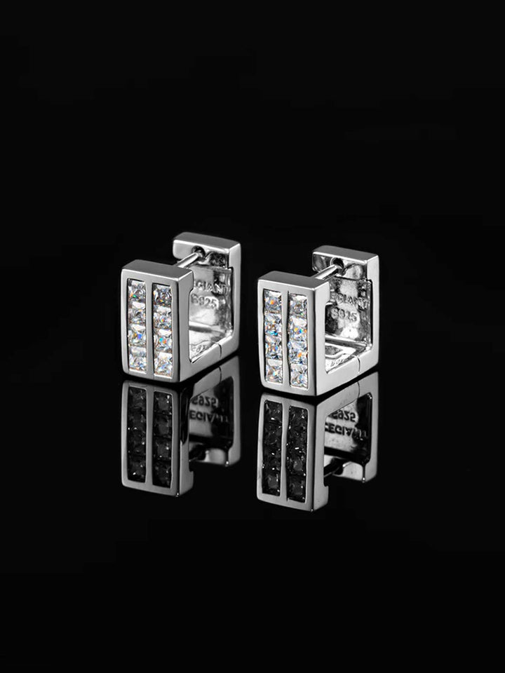 S925 Rectangular Princess Cut Earrings