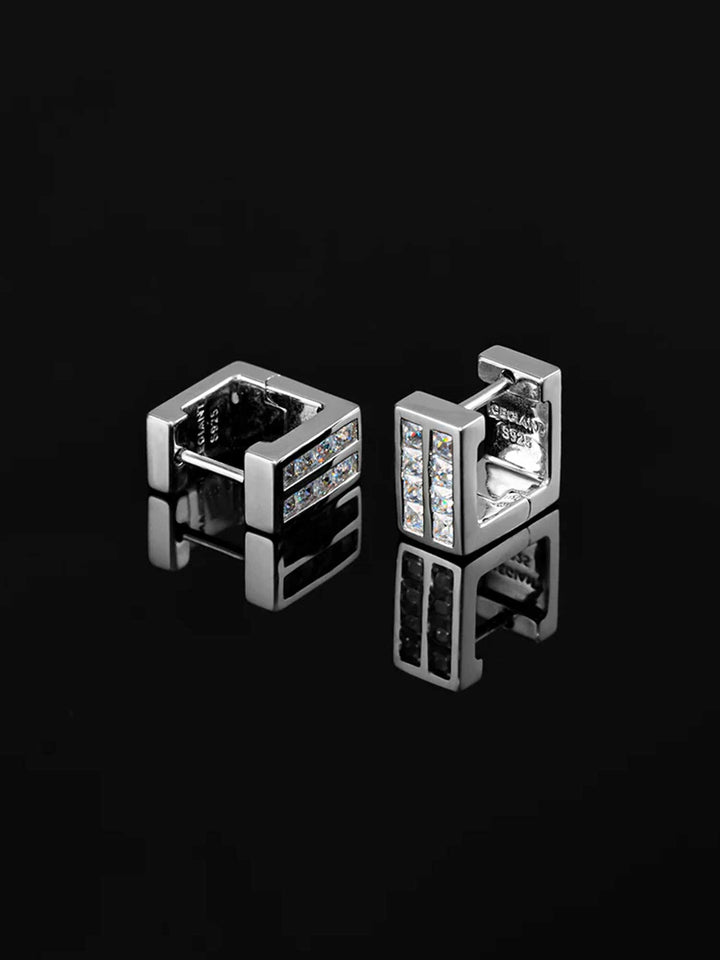 S925 Rectangular Princess Cut Earrings