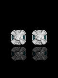 Mossanite Enamel Pinwheel Stud Earrings