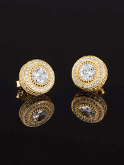 925 Sterling Silver Iced Button Earrings