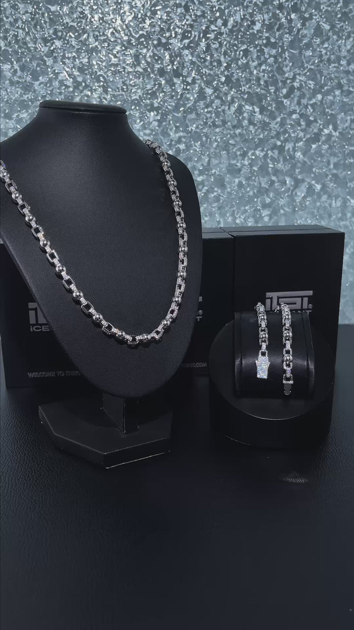 7mm Plain Round Ball Moissanite Rolo Chain Or Bracelet