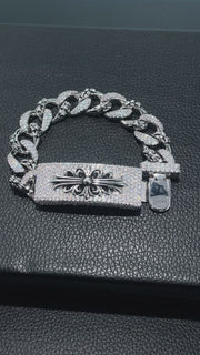 15MM Moissanite Catholic Cross Cuban Bracelet