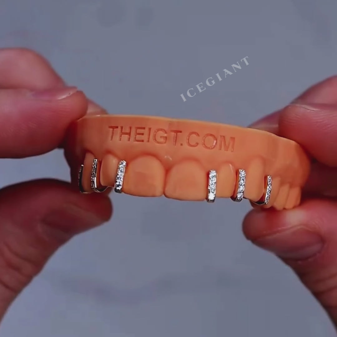 Top Iced Gap Bar & Bottom Pink Fang Grillz
