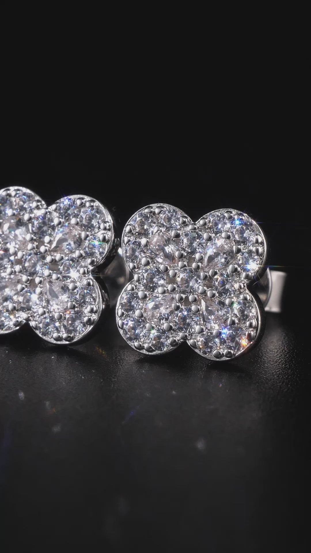 Round & Pear Moissanite Clover Cluster Earrings