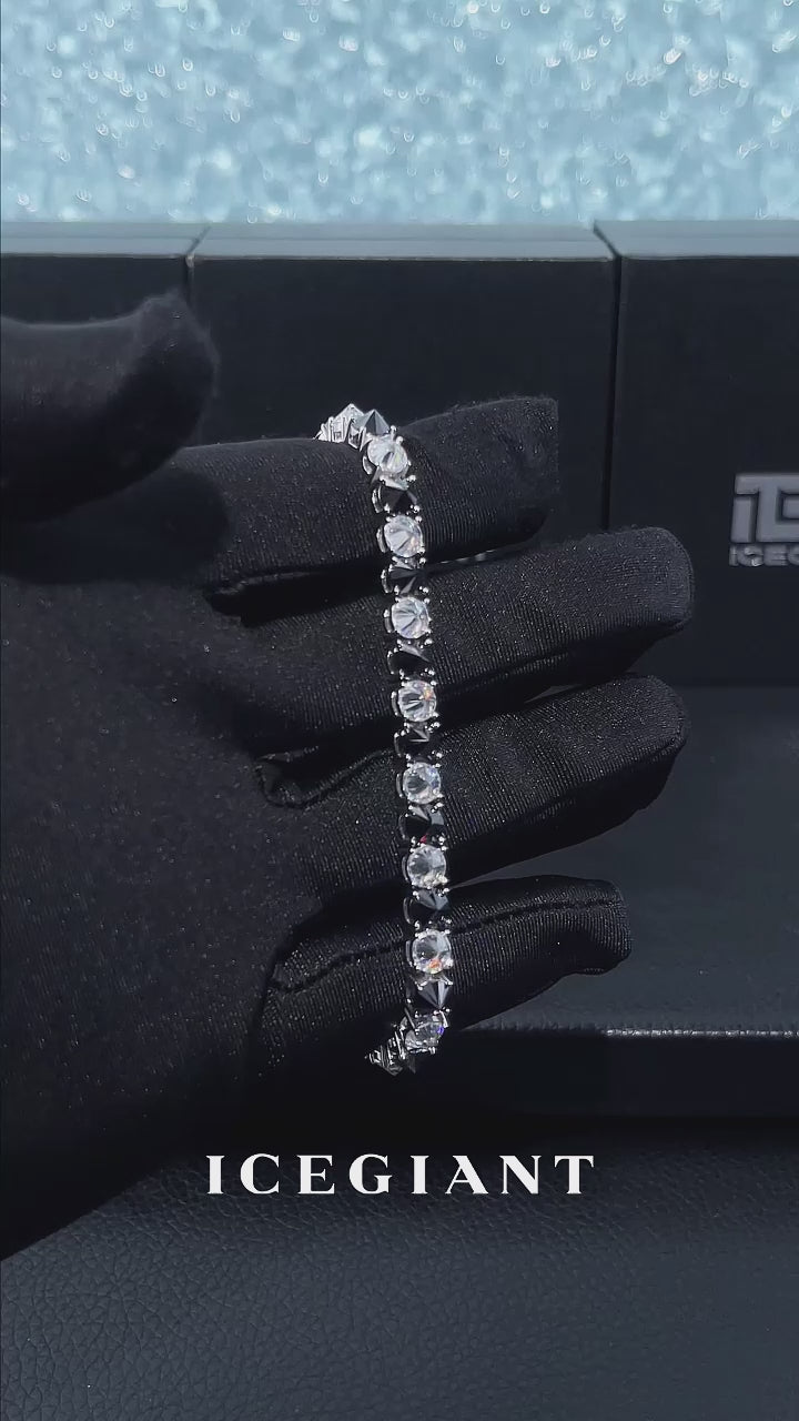 5mm Reverse-Set Black & White Moissanite Tennis Bracelet
