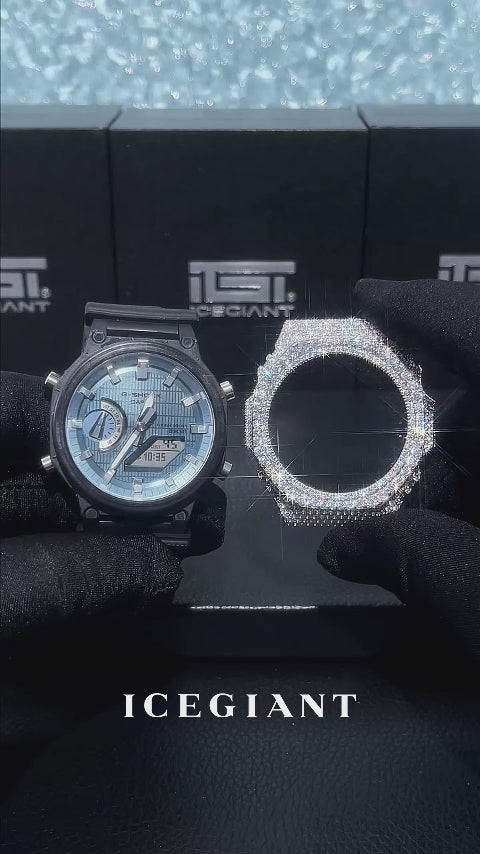 GM GBM 2100 Big Pointer Moissanite Iced Bezel