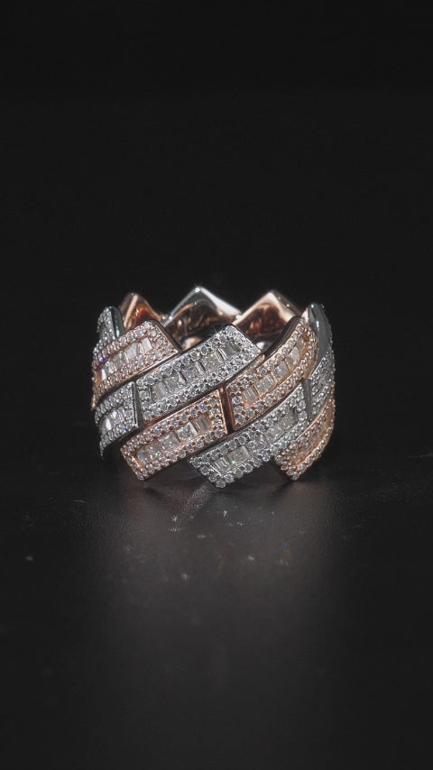 Baguette Moissanite Prong Cuban Ring