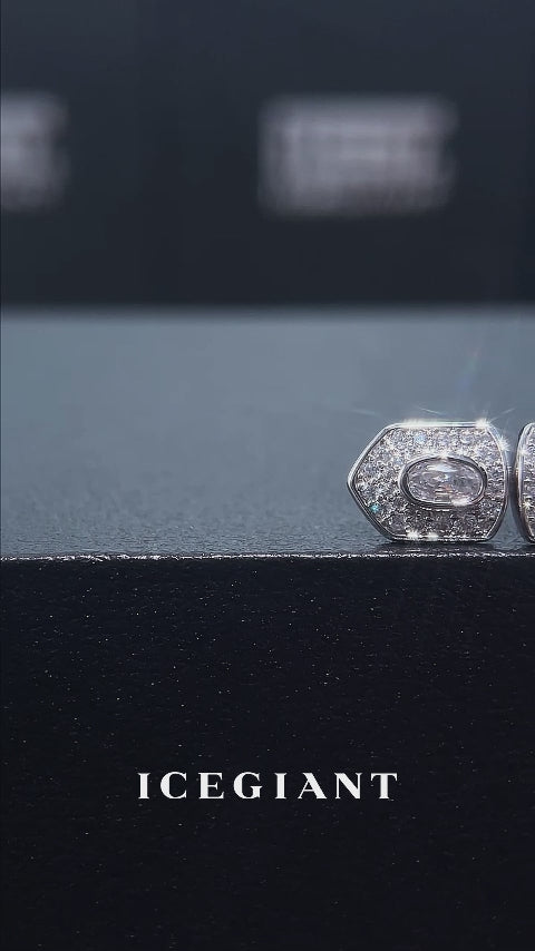 S925 Moissanite Oval Bezel Shield Stud Earrings