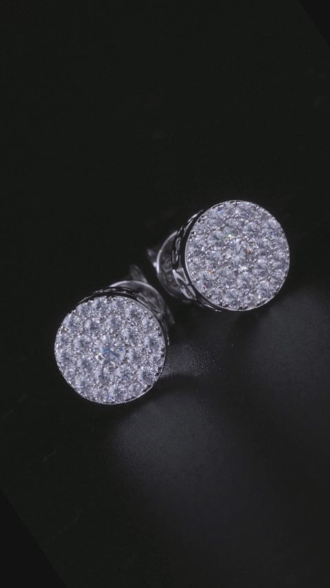 Moissanite Round Circle Cluster Stud Earrings