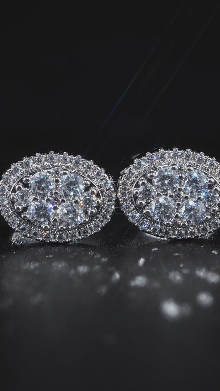 Moissanite Oval Cluster Stud Earrings