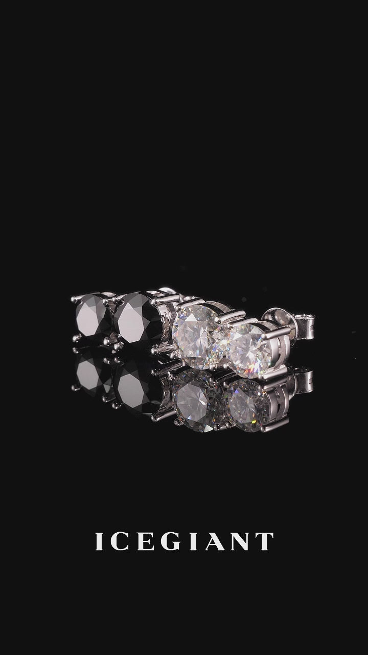 Black & White Duo Moissanite Stud Earrings - 7.4ct Total