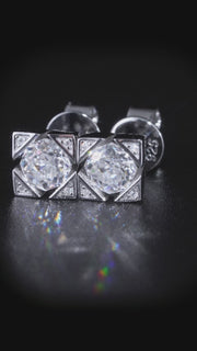 Solitaire Octagon Moissanite Square Cluster Stud Earrings