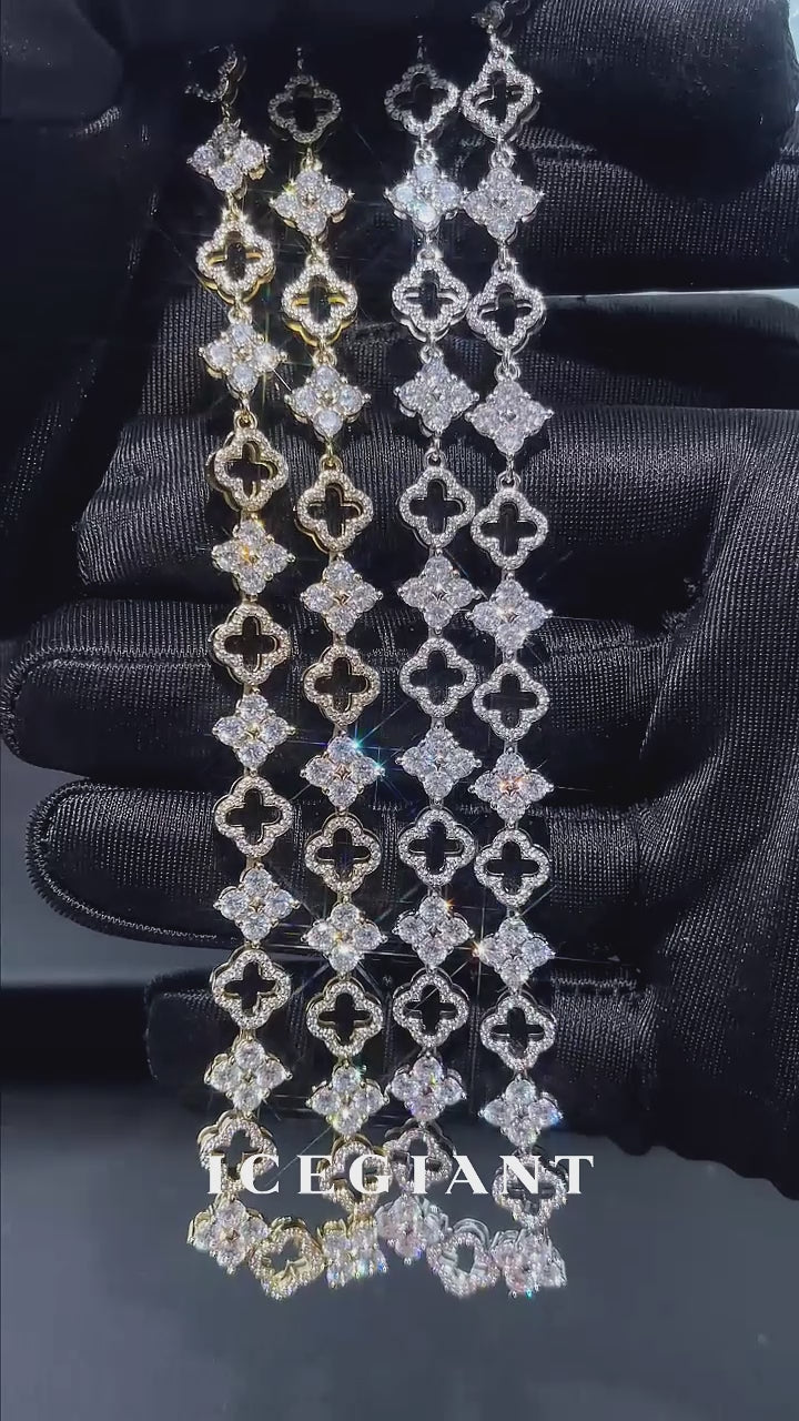 Moissanite Double Four Leaf Clover Chain