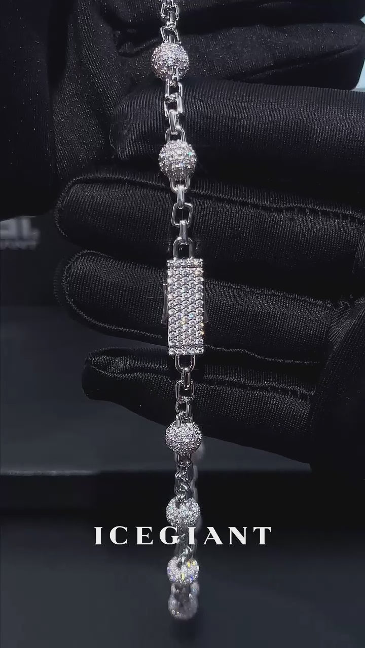 8MM Moissanite Pave Ball Box Chain