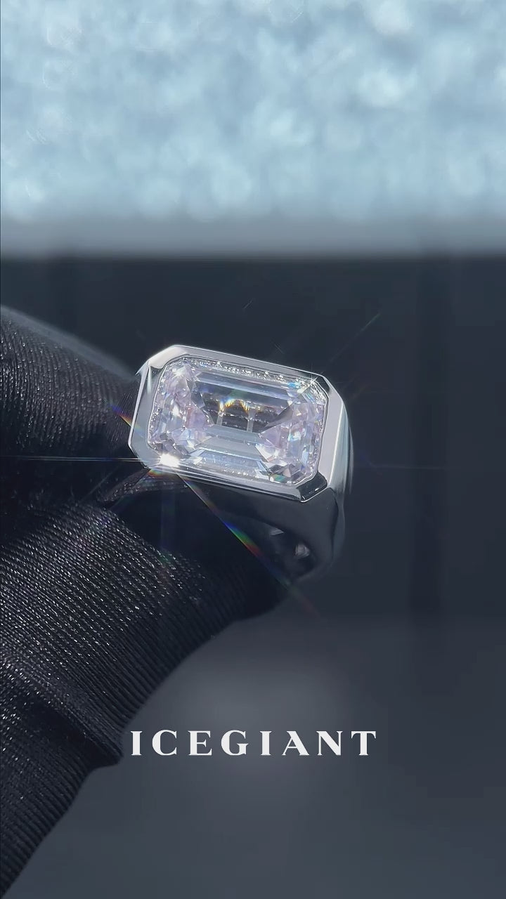 Emerald Cut Bezel-Set Moissanite Pinky Ring 10.0CTW