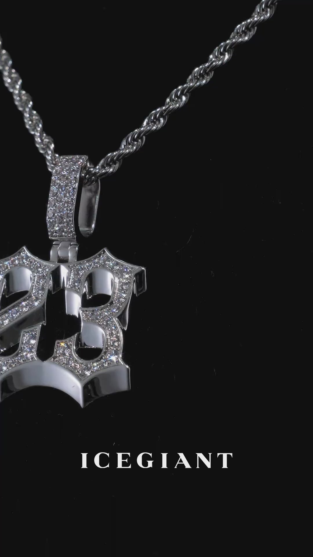 Custom Old English Style Number Moissanite Pendant