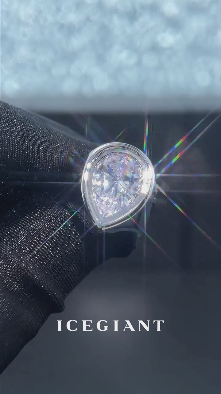 Pear Bezel-Set Moissanite Pinky Ring 8.0CTW